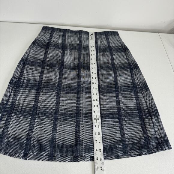 Emporio Armani Skirt Womens IT 44 Blue Plaid A-Line Metallic Linen Blend Holiday - Picture 11 of 16